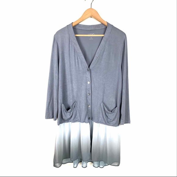 LOGO By Lori Goldstein Cardigan Tunic Gray XL